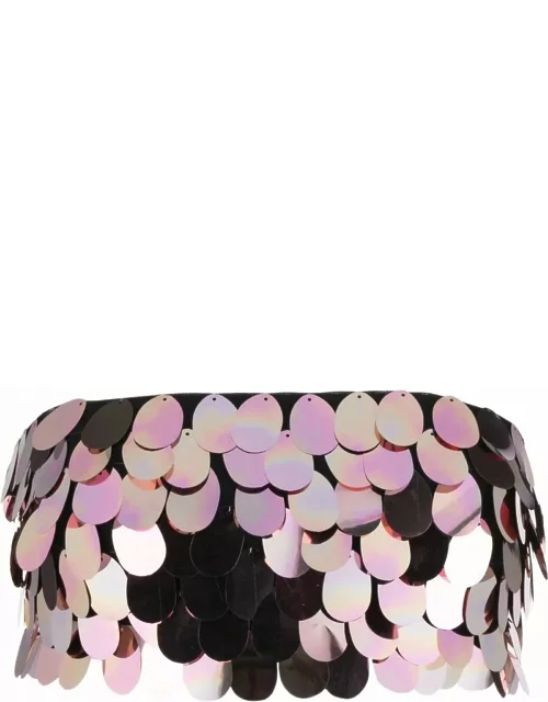 NEW ARRIVALS Lilac Sirena Sequin-embellished Crop Top