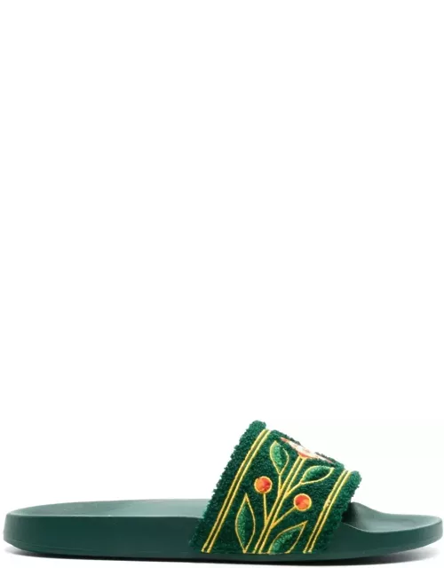 Casablanca Green Slippers With Embroidered Terry Detai