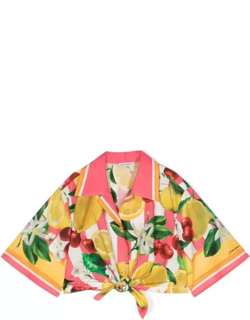 Dolce & Gabbana Cropped Shirt With Lemon And Cherry Print