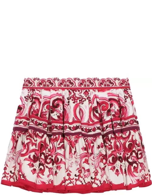 Dolce & Gabbana Short Skirt With Fuchsia Majolica Print