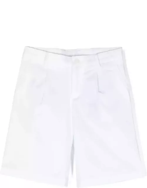 Dolce & Gabbana White Cotton Blend Bermuda Shorts With Logo Application