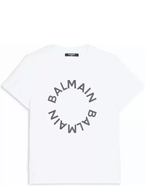 Balmain White T-shirt With Circular Logo