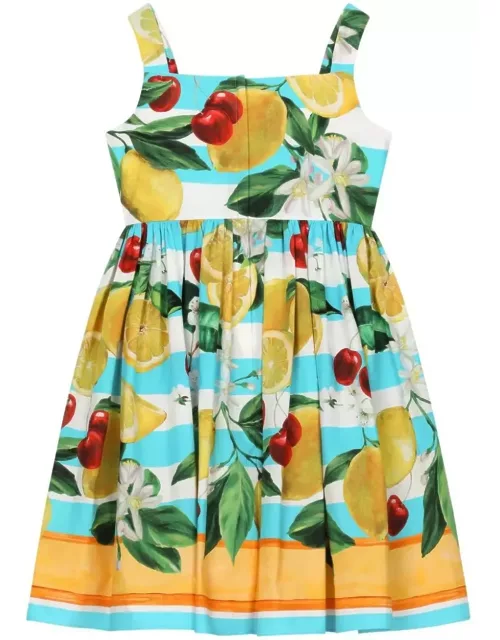 Dolce & Gabbana Multicoloured Dress With Lemon And Cherry Print
