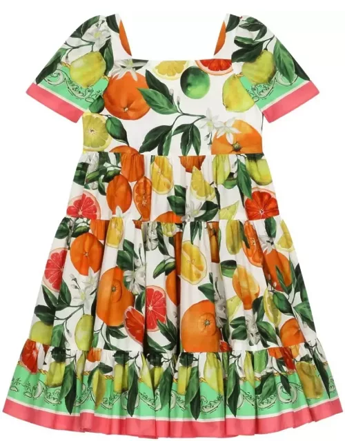 Dolce & Gabbana Multicolored Dress With Orange And Lemon Print