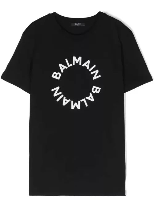 Balmain Black T-shirt With Circular Logo