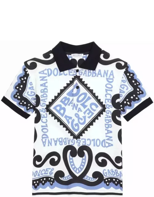 Dolce & Gabbana Marina Print Piquet Polo Shirt