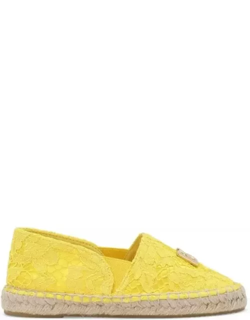Dolce & Gabbana Yellow Satin And Lace Espadrille