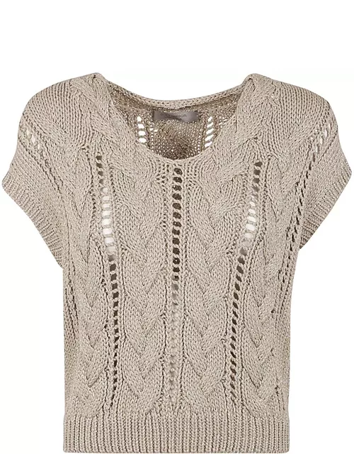 D.Exterior Lux Sleeveless V Neck Braided Sweater