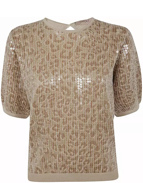 TwinSet Short Sleeve Sequined Pullover
