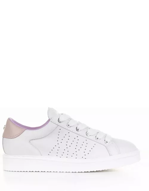 Panchic White Leather Sneaker And Pink Hee