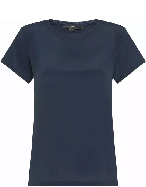 Seventy Blue Jersey And Silk T-shirt