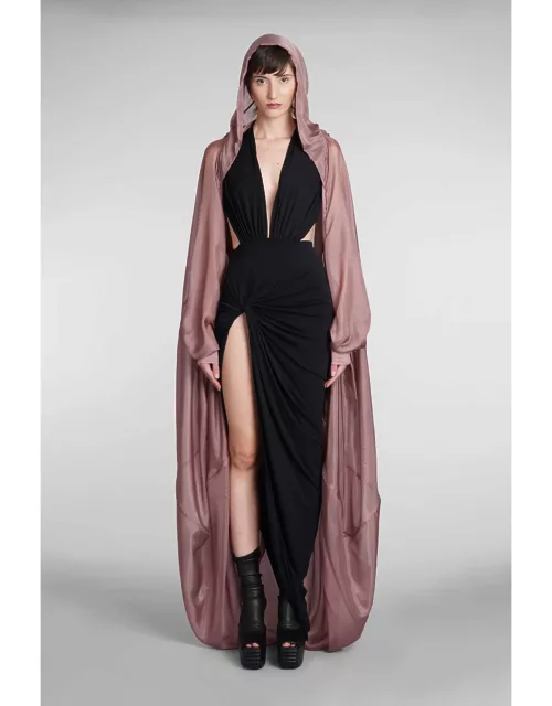 Rick Owens Hooded Bubble Cape In Rose-pink Silk