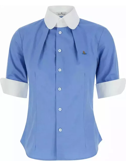 Vivienne Westwood Light Blue Shirt With Stand Up Collar In Cotton Woman