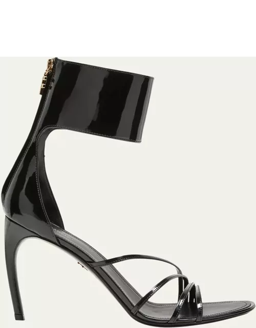 Clethra Patent Ankle-Cuff Stiletto Sandal