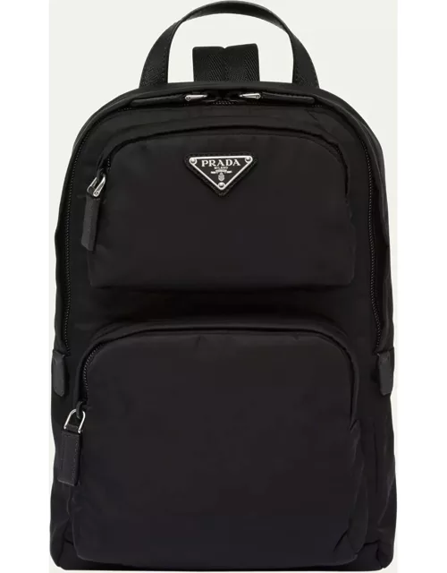 Men's Nylon Triangle Logo Backpack