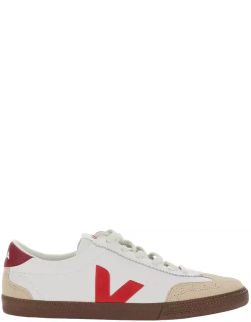 Veja volley White Low Top Sneakers With V Logo Detail In Leather And Suede Man