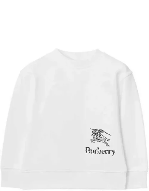 White cotton crewneck sweatshirt with logo