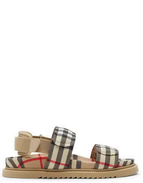 Beige sandal with Check pattern