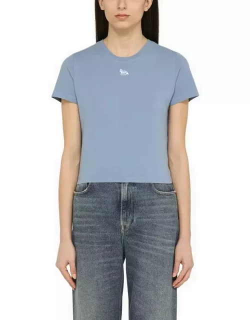 Light blue cotton cropped crew-neck T-shirt