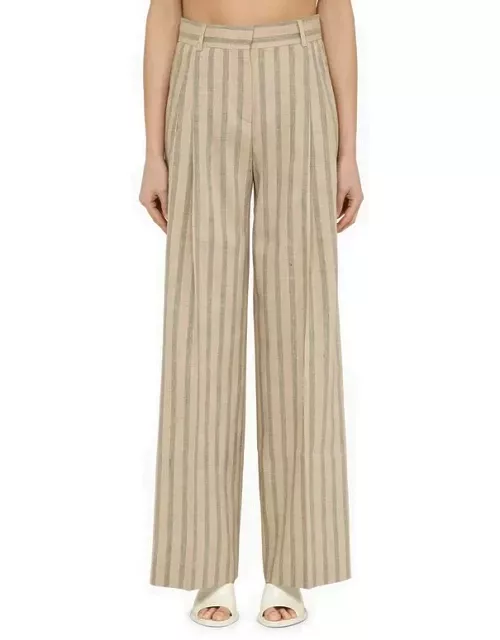Beige striped linen and wool trouser
