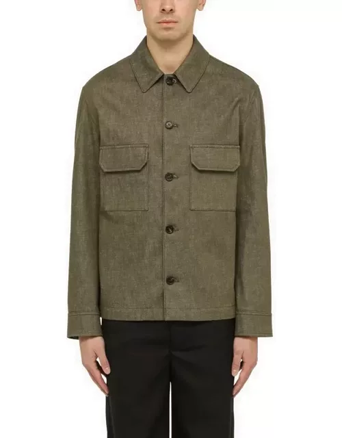 Moss green cotton shirt jacket
