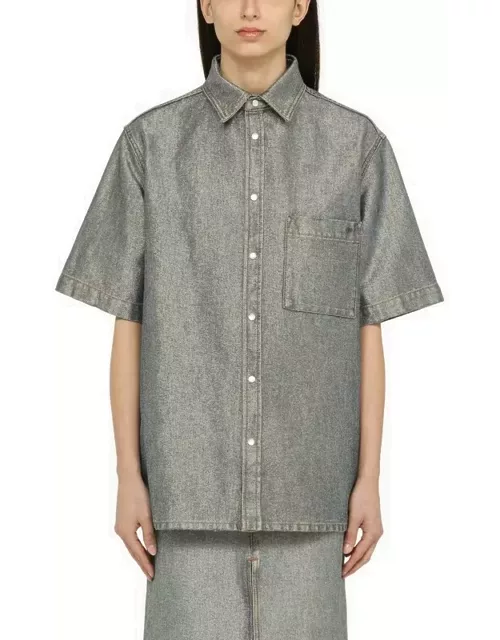 Grey denim short-sleeved shirt