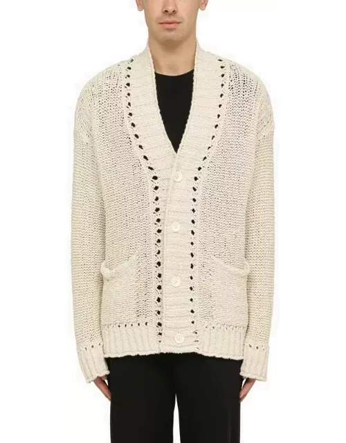 White perforated cotton cardigan