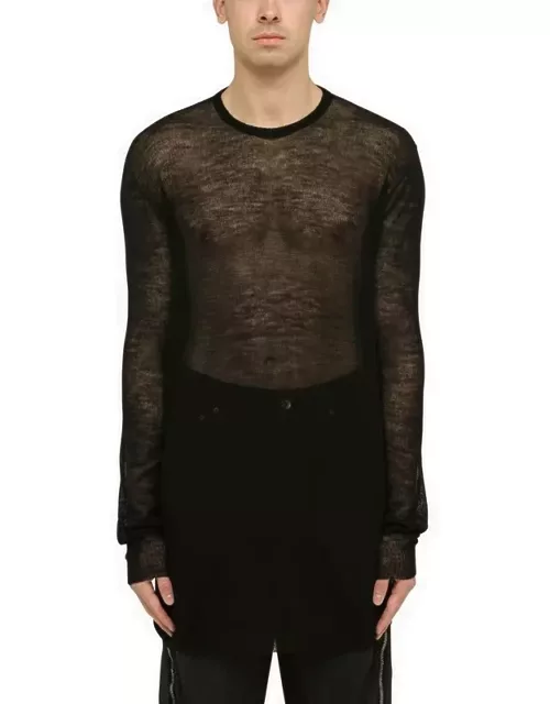 Black semi-transparent wool sweater
