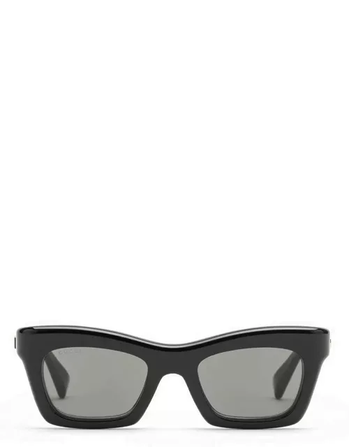 Black acetate rectangular sunglasse