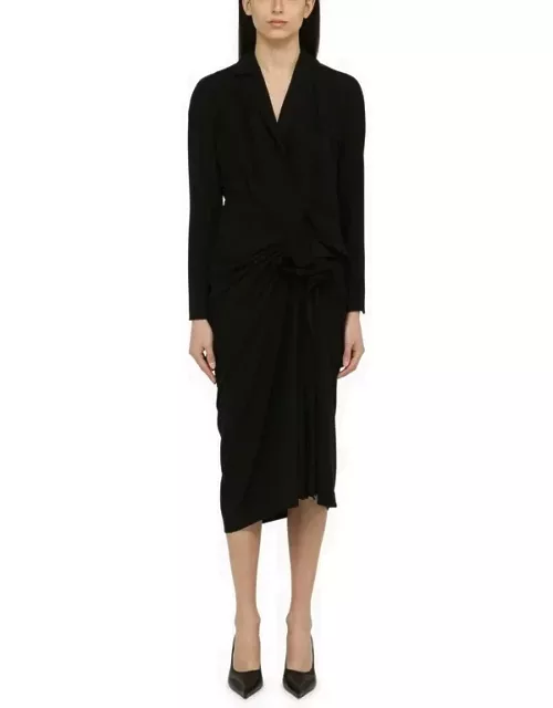 Black wool-blend dress with drape