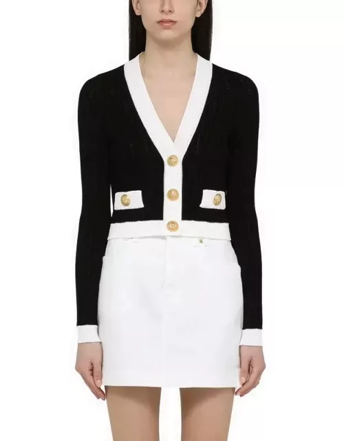Black/white cardigan with gold button