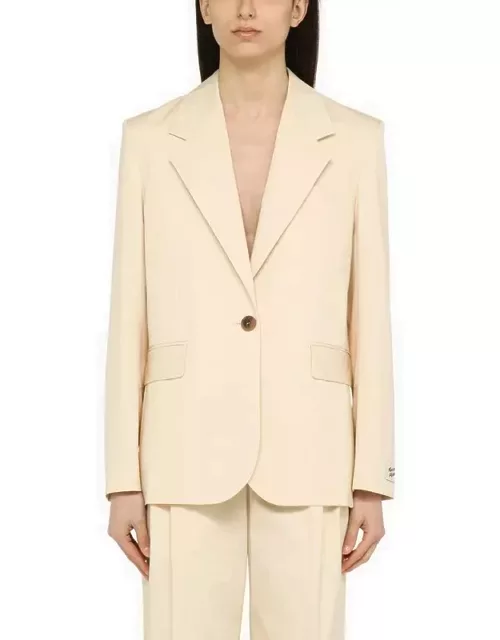Single-breasted cream cotton jacket