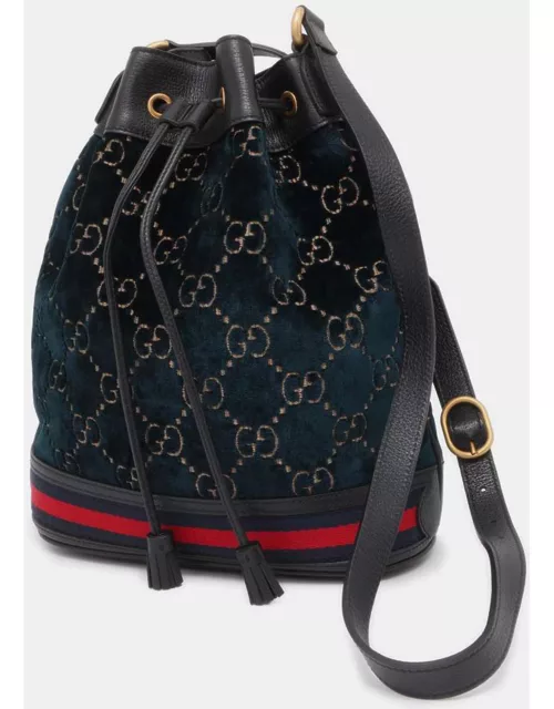 Gucci Blue Velvet Ophidia Bucket Bag