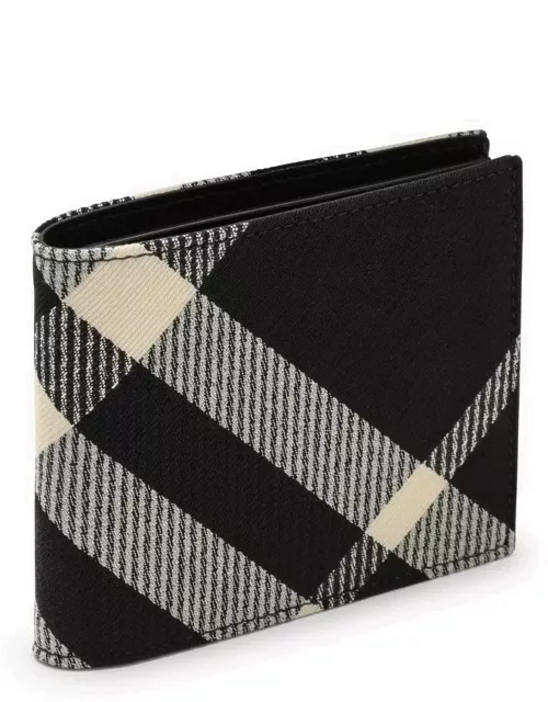 Black/White Check Fabric bi-fold Wallet