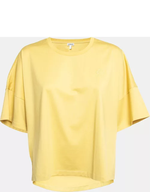 Loewe Yellow Logo Embroidered Cotton T-Shirt