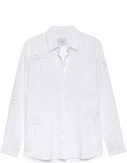 Rails Charli Linen Mix Shirt - White Palm Tree