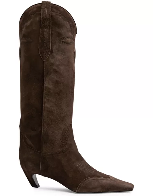 Khaite Dallas 50 Suede Knee-high Boots - Dark Brown