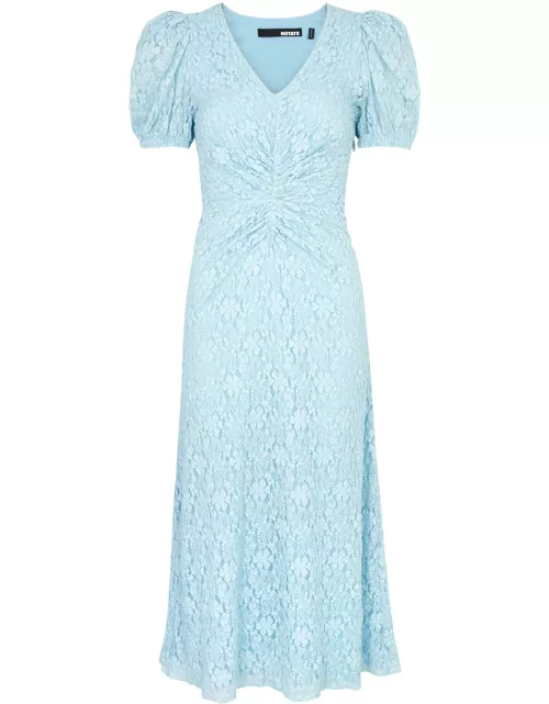 Rotate Birger Christensen Floral Lace Midi Dress - Light Blue - 38 (UK10 / S)