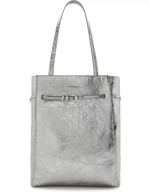 Givenchy Voyou Medium Metallic Leather Tote - Silver