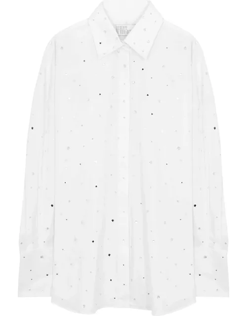 Giuseppe DI Morabito Crystal-embellished Stretch-cotton Shirt - White - L (UK14 / L)