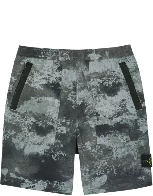Stone Island Camouflage-print Logo Nylon Shorts - Grey - M (W32 / M)
