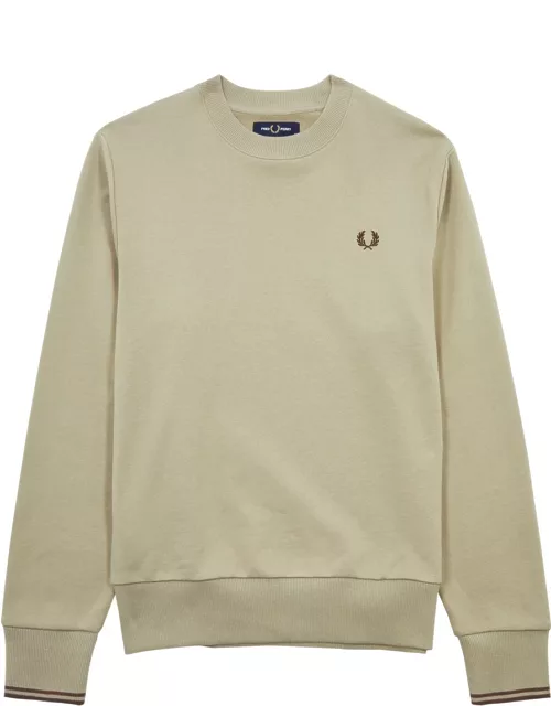 Fred Perry Logo-embroidered Cotton Sweatshirt - Taupe