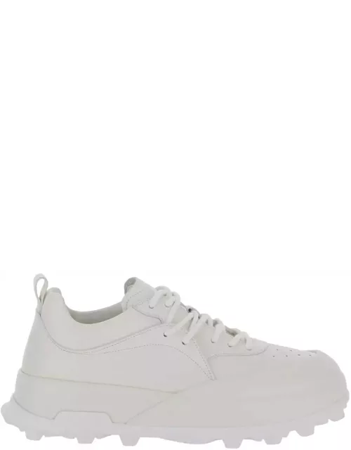 Jil Sander orb White Low Top Sneakers With Cleated Sole In Leather Man