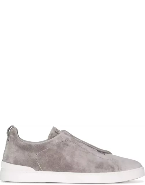 Zegna Triple Stitch Sneakers In Grey Suede