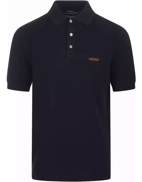 Zegna Navy Blue Premium Cotton Polo Shirt