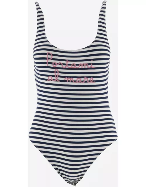 MC2 Saint Barth One-piece Swimsuit With Striped Pattern