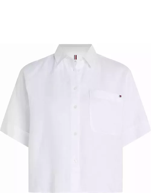 Tommy Hilfiger Relaxed Fit Linen Shirt With Short Sleeve