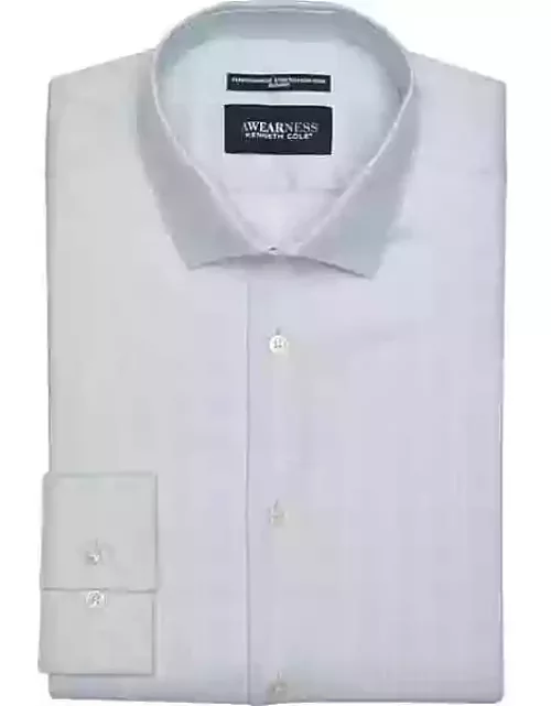 Awearness Kenneth Cole Big & Tall Men's Slim Fit Ultra Performance Stretch Double Check Dress Shirt Light Blue Check