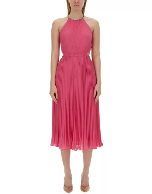 michael by michael kors pleated georgette dress with cut-out detail