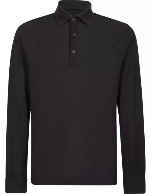 Herno Black Jersey Polo Shirt